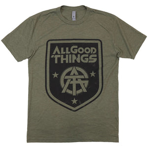 ALL GOOD THINGS - MILITARY GREEN CREST LOGO TEE